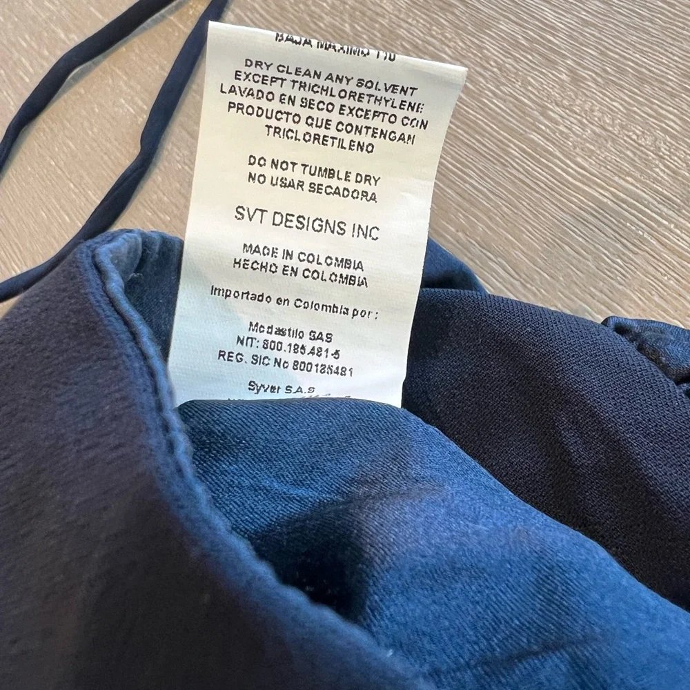 Silvia Tcherassi Navy Blue Satin bow Tie-Front Crop bandeau Top women’s small - Picture 9 of 10